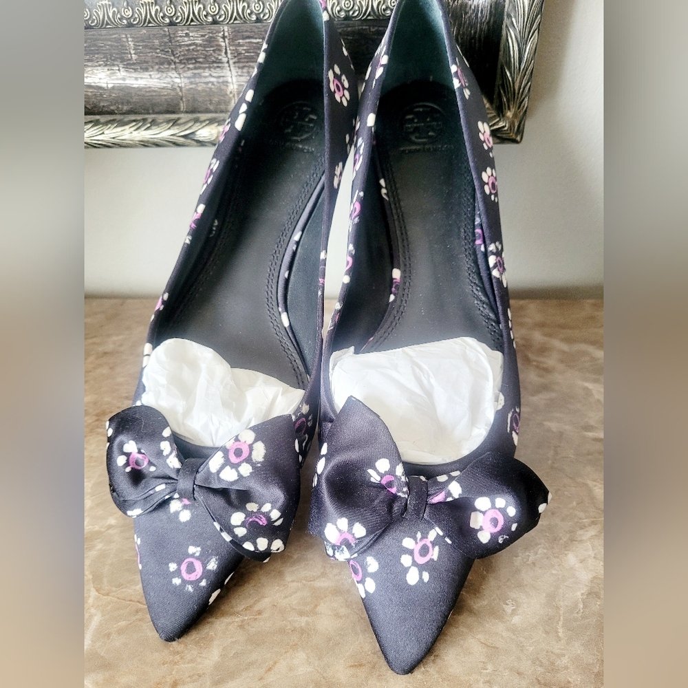 Tory Burch Rosalind Ballet Flats Printed FloralSatin Leather Lining/Sole US 10.5